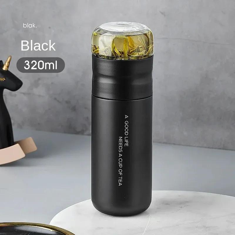 Cup with Filter Stainless Steel Tea Bottle Cup with Glass Infuser Separates Tea and Water 300ML Thermos Vacuum Flask- for insulated glass infuser cup