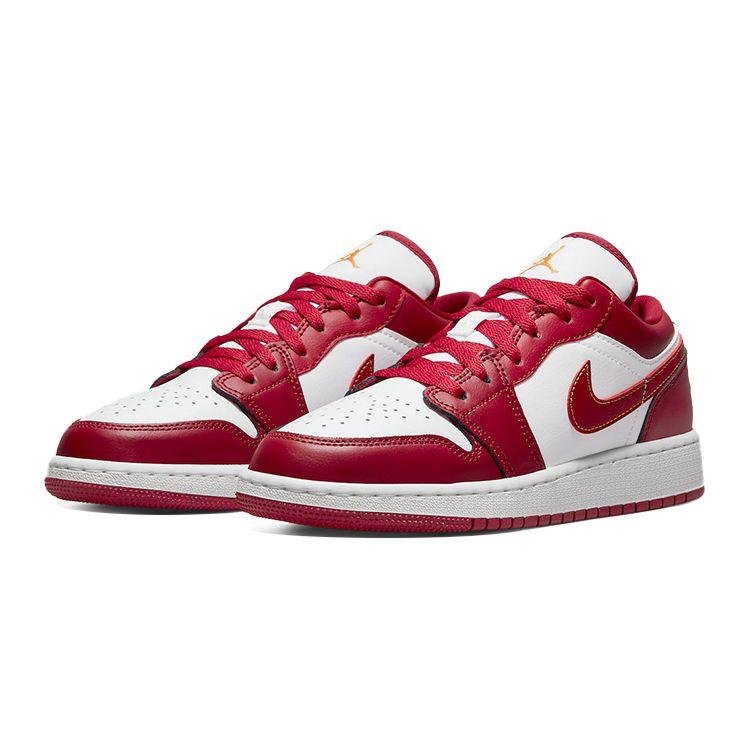 Air Jordan 1 Low GS Cardinal Red Kids Sneakers Noble-Red White University-Gold 553560-607