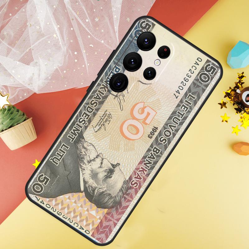 Lithuania Litas Money Funda For Samsung Galaxy S24 Ultra S23 S22 Plus S21 S20 FE S8 S9 S10 Note 10 20 Ultra Case
