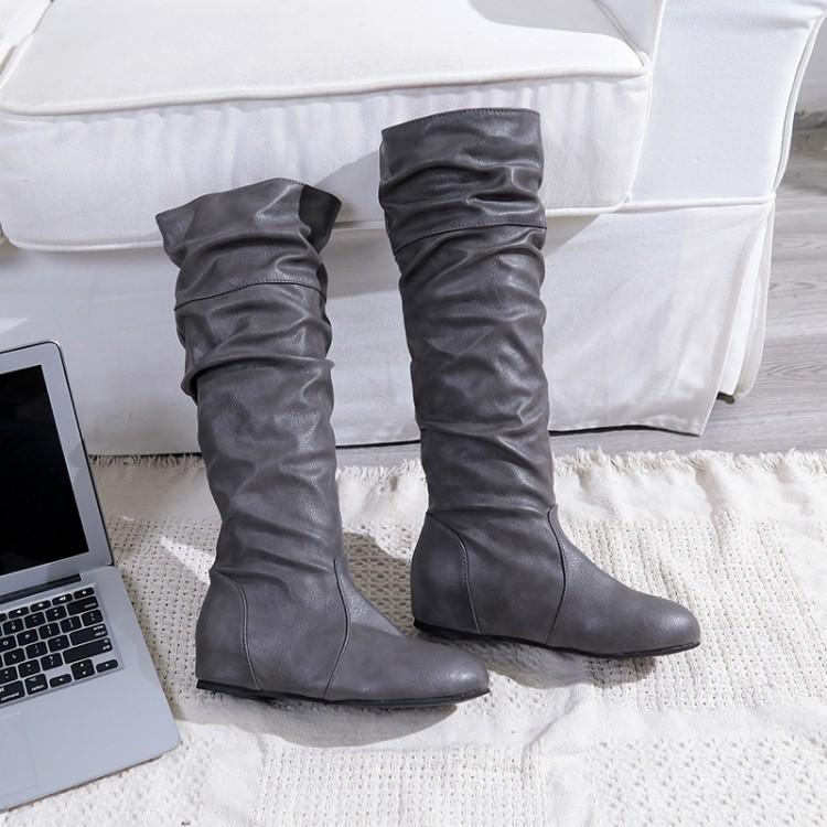 

Large size autumn and winter new high boots flat bottom low heel knee boots women s thin black 43 boots 41-43 Customized сірий колір
