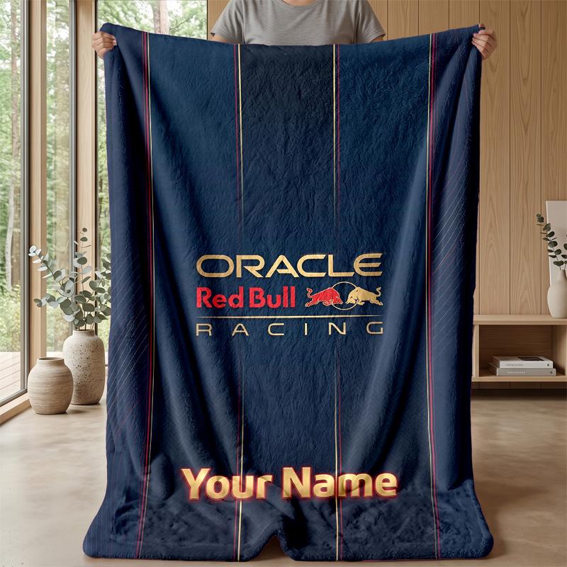 Red Bull Racing Individuelle Flanell-Kuscheldecke Drucken Sie Ihren Namen Text Weiche Warme Decke Weihnachtsgeschenk
