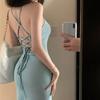 Women's Summer Fashion Sexy Exposed Backpack Hip Temperament Dresses