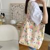 1 New Tote Bag Large Capacity Floral Canvas Shoulder Bag Portable Girl Student Shopping Bag
