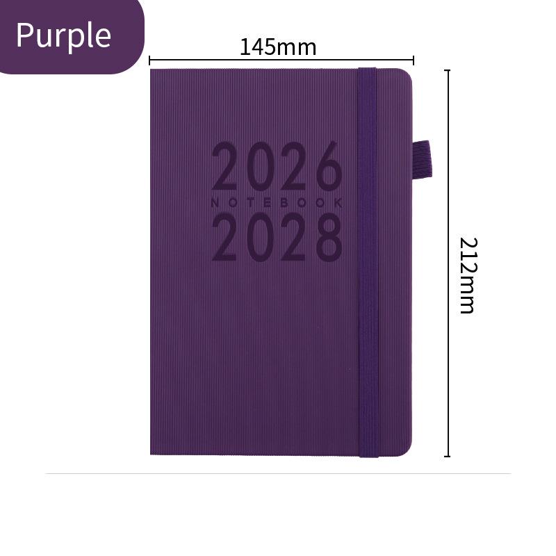 2026-2028 English Vertical Stripe Schedule & Calendar Notebook фиолетовый