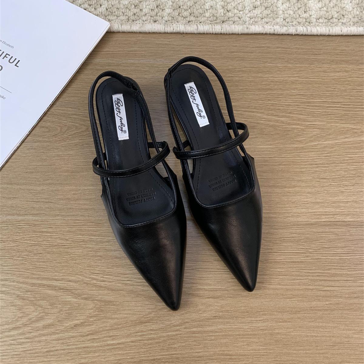 

Fashion Bailamos 2024 Brand Pointed Toe Women Sandals Fashion Shallow Slip On Ladies Mary Jane Shoes Flats Heel Elegant Dress Slingback 40 чёрный