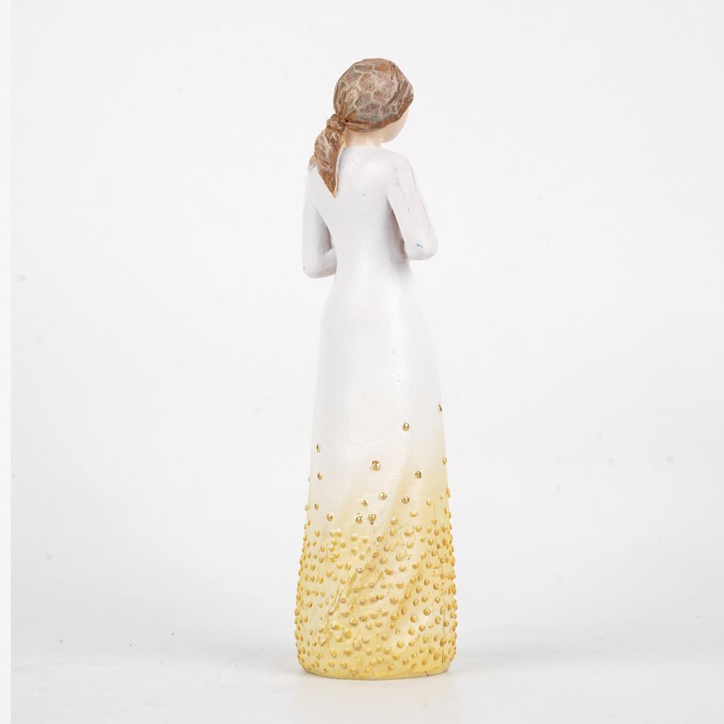 Resin Candle Girl Statue - Hand Drawn Sculpture for Home Desktop Art Decoration Unique Christmas Gift