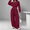 [Spot] 2025 new product explosion European and American casual suit solid color sweater women's one-word collar off the shoulder loose knitting