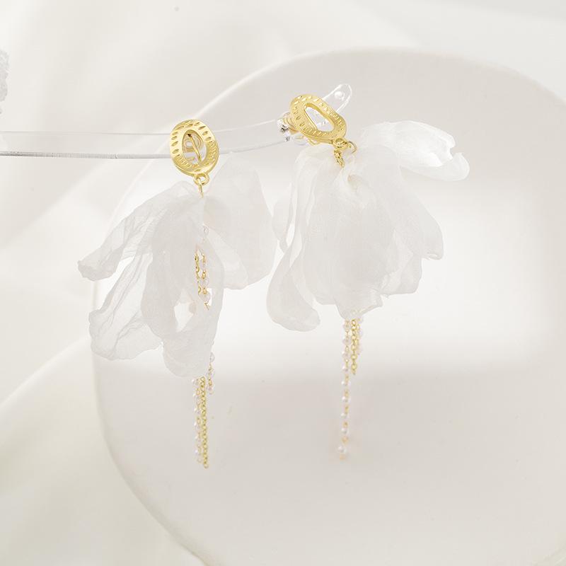 

Клипсы-кисточки из шифона с бантом и цветком, дизайн в виде спирали от комаров для непроколотых ушей.