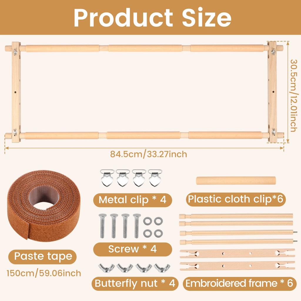 Embroidery Scroll Frame Wooden Cross Stitch Scroll Frame Rotated Adjustable Needlepoint Embroidery Tapestry Scroll Frame
