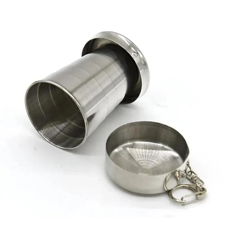 Stainless Steel Travel Carry-On Outdoor Wine Glass Portable Telescopic Water Cup Folding Wine Teacup Large Small and Medium-Size