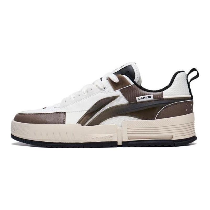 Li Ning Innenseite Innere Präsentation Rutschfest Abriebfest Niedrig geschnitten Sport Freizeitschuhe Herren Weiß Braun AGCT135-3
