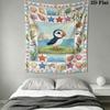 Puffin Rock Wall Hanging Printed Fabric Blanket Decorative Tapestries for Bedroom Living Room Home Decor