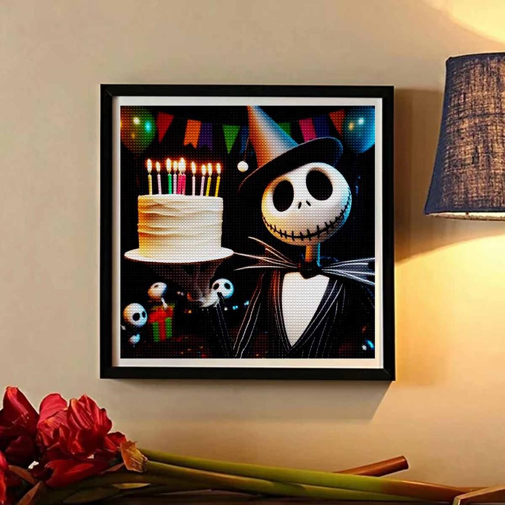 5D DIY Diamond Painting Decorative Happy Birthday Skeleton Full Round Drill Scenery Diamond Embroidery Cross Stitch Kits Home Decor Gift