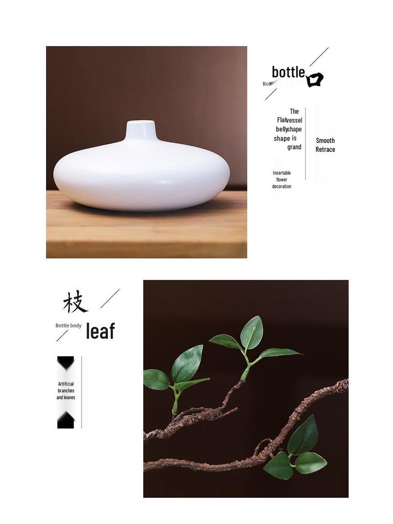 Zen-Inspired Green Plant Vase for Japanese Tea Room or Coffee Table Decoration