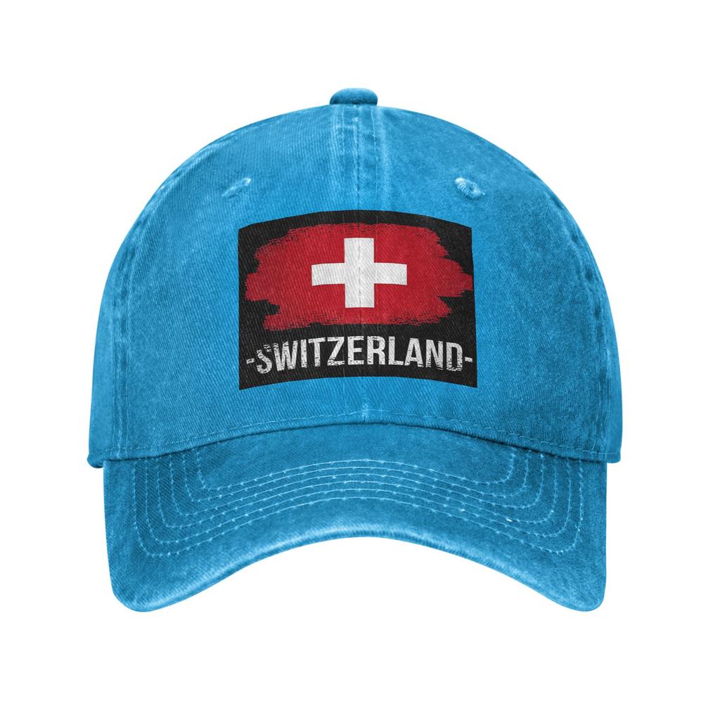 Schweizer Schweiz Flagge Denim Stoff Kappe Lässige Baseballkappen Verstellbarer Hut Sommer Unisex Baseballkappen