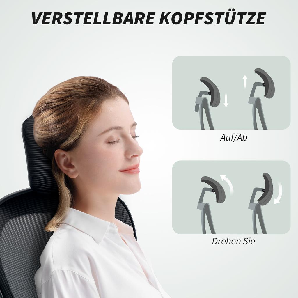 Office Chair, Ergonomic Desk Chair with Flip-Up Armrests, Adjustable Lumbar Support, Black