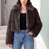 Women's Fashionable Warm Long Sleeve Solid-Color Furry Coat