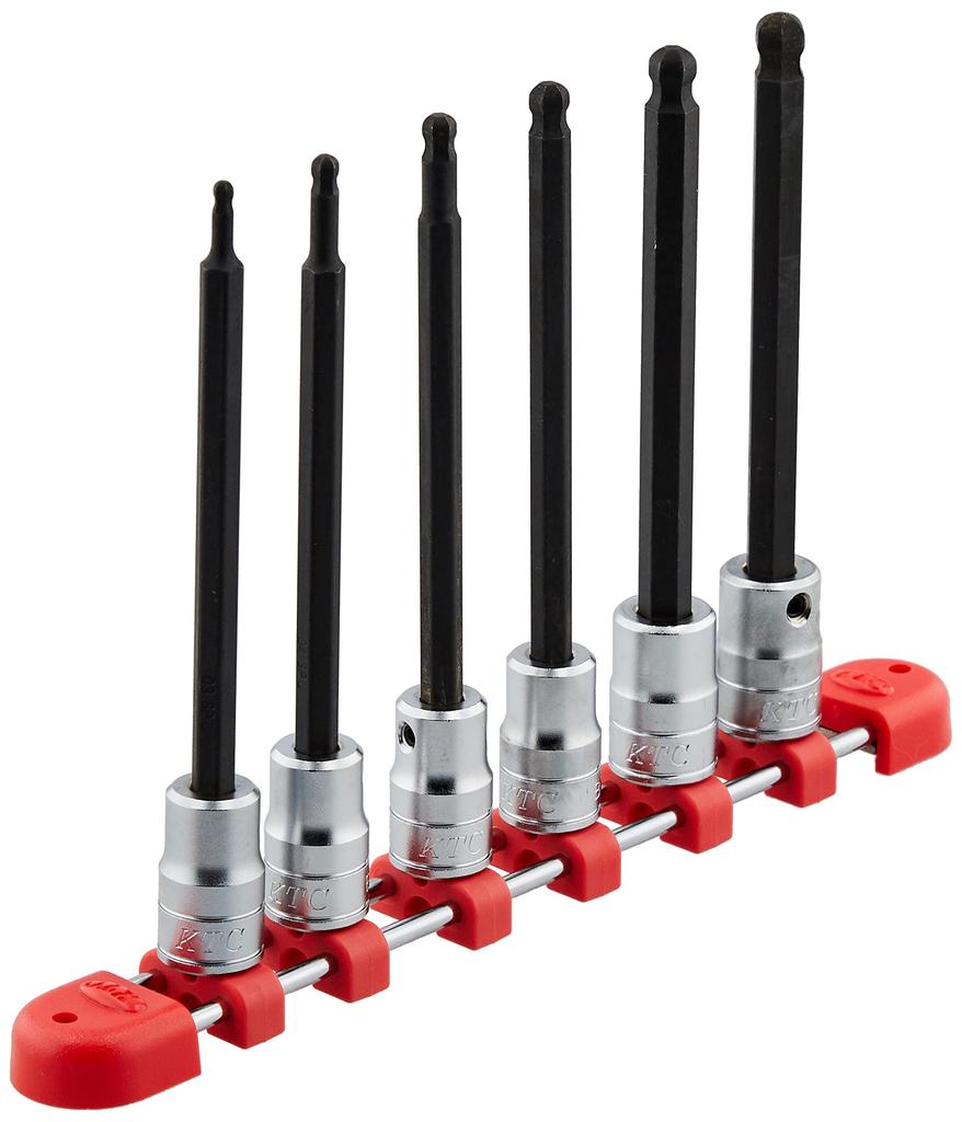 Kyoto Tool Long Ball Point Hexagon Bit Socket TBT3L06BPH (KTC) 9.5mm (3/8 inch) Set, 6-Piece Set,