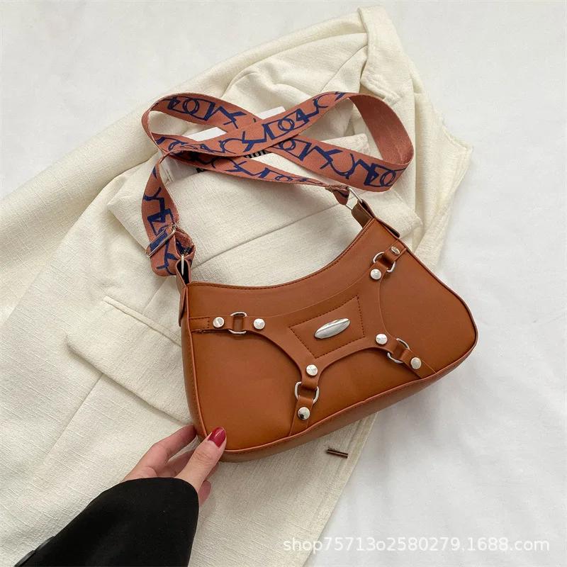Monochromatic Shoulder Stitching Bag for Women Crossbody Underarm Bag High Quality New Niche Design Luxury