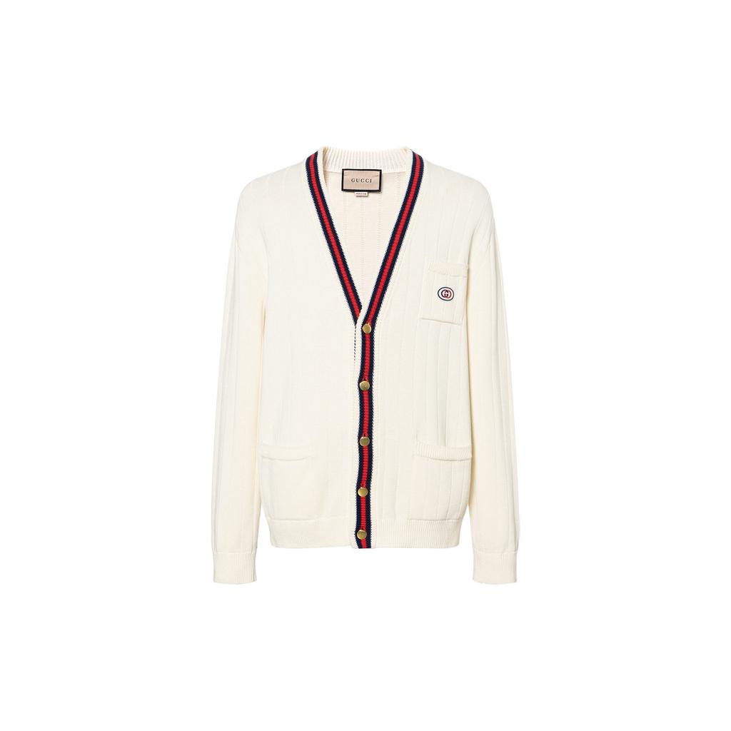 Gucci Gg Logo Patch Embroidered Knit Cardigan 654984-XKBUR-9182