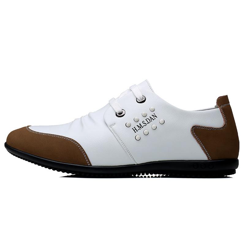 Men's shoes spring and autumn Korean version leather shoes men's trend lace-up business casual white leather shoes