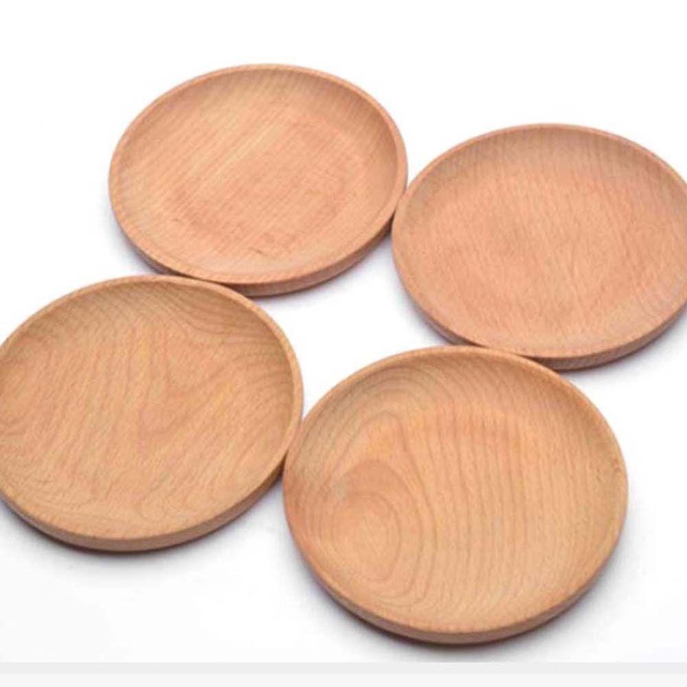 Beech Wood 1pc Holder Dish Cake Snack Serving Tray Dessert Plates Dinner Plate Tableware