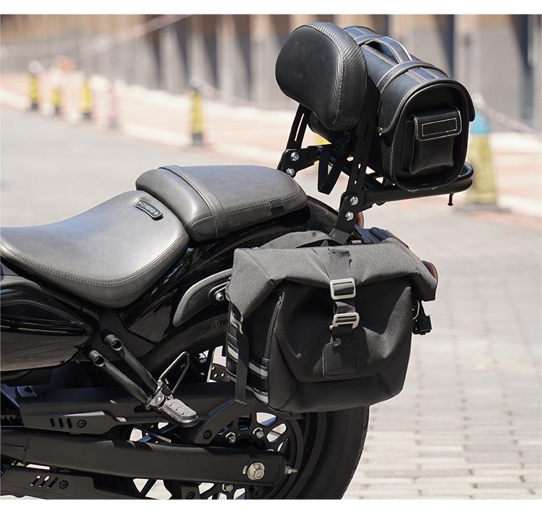 CFMOTO 450clc Upgrade: Anti-Fall Bumper, Retro Side Bag, Helmet Bag, Foldable Backrest, Luggage Rack