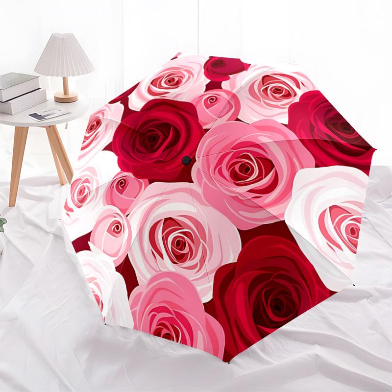 1pc Rose Bouquet Auto Umbrella Durable Iron Frame & Plastic Handle, Gift for Men & Women, Sturdy Construction yy250905148