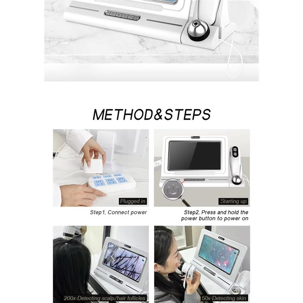 Professional Skin Hair Detector Scalp Hair Follicle Moisture Skin Pores Pigment Magnifying Analyzer Skin Pigment Tester 11 Inch