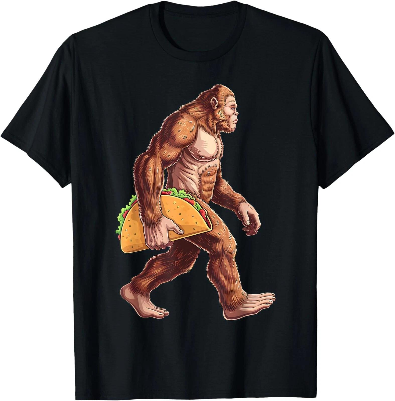 Bigfoot Carrying Taco Funny Cinco de Mayo Men Sasquatch T-Shirt, Unisex Tee M