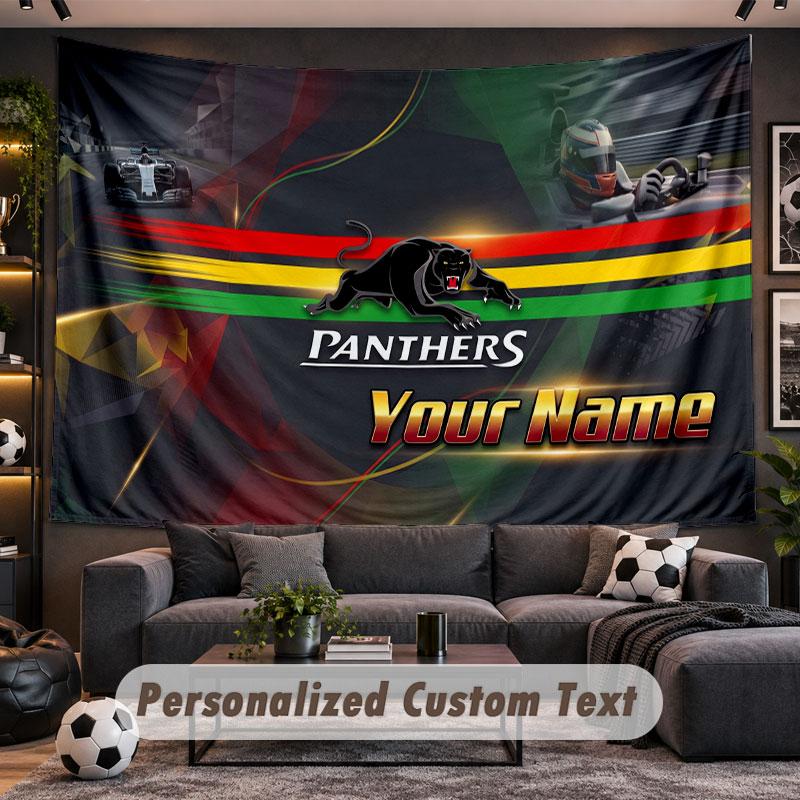 Wall Hanging Tapestry Custom NamePenrith Panthers Pattern Personalized Printed Fabric Wall Decor