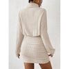 Damska sukienka mini z długim rękawem, golfem, dzianinowa w prążek, seksowna, obcisła