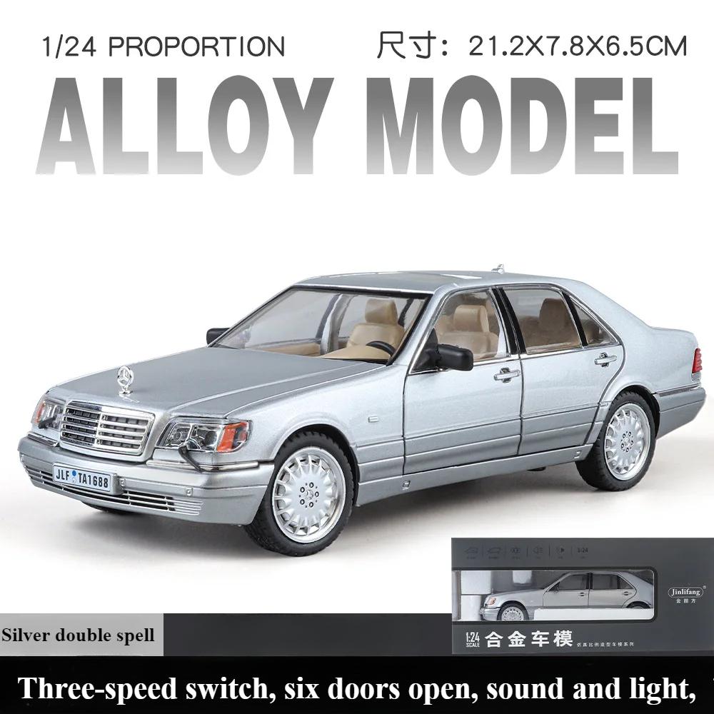 CTEJP1 1:24 Mercedes Benzs W140 S320 Classic Sedan Alloy Scale Car Model Diecast Metal Sound&Light Children Toy Car Vehicles Gift