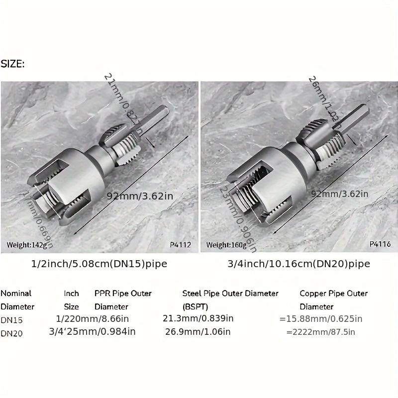 2025 Pipe Threading Tool Kit - Internal & External Cutter for 1/2" & 3/4" Pipes, Drill-Compatible Rethreading Die Set