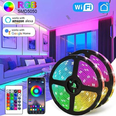 Taśma LED WIFI Bluetooth Sterowanie 5050 RGB Elastyczna taśma LED Luces Led 1M-30M 5V USB Podświetlenie telewizora Dekoracja pokoju