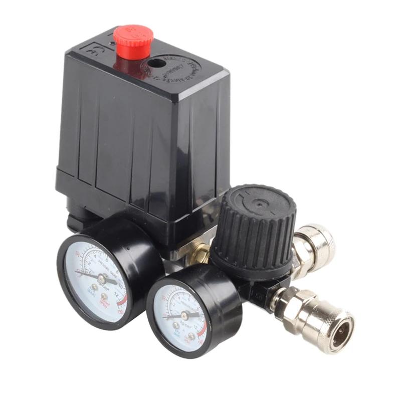 

1pec Air Compressor Pump Pressure Control Switch 3000L/Min Air Pump Control Valve 0-180 PSI Gauge 220V/380V Regulator Duty