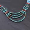 Turquoise & Orange Multi Layered Beaded Necklace Vibrant Color Tribal Bib Necklace  Women