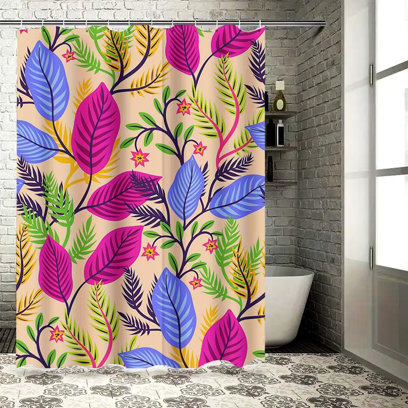 Colorful Leaf Shower Curtain Fabric Bathroom Decor Pink Blue Green Yellow Waterproof Bath Curtains for Home Decoration in Bathro