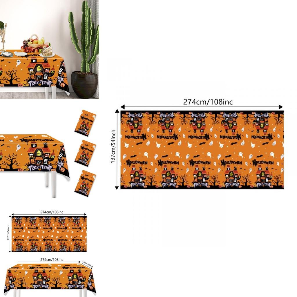 Halloween Disposable Tablecloth With Ghost And Castle Print For Party Decor