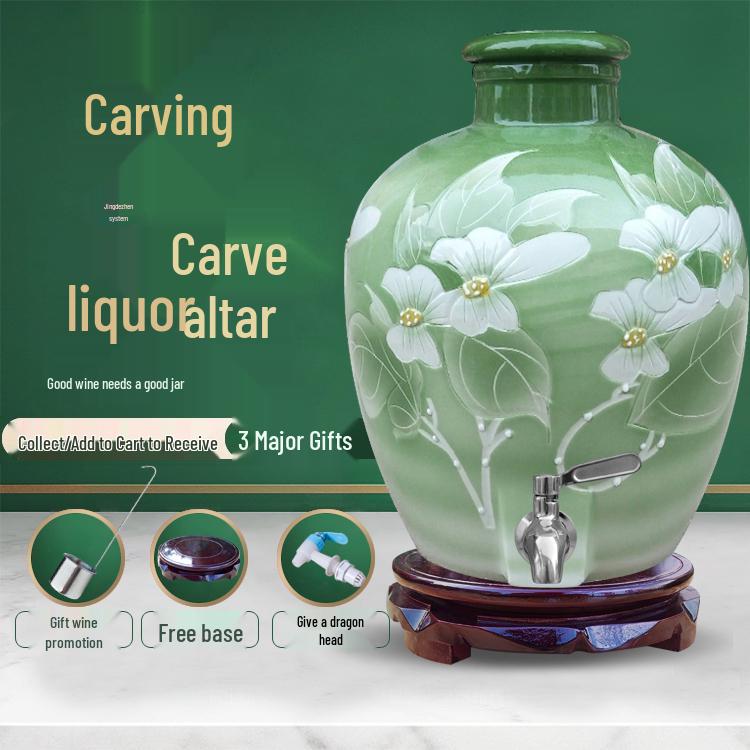 Jingdezhen Ceramic Wine Jar – Sealed, 10/20/50 Jin, Ideal for Cellar Storage & Wine Soaking.