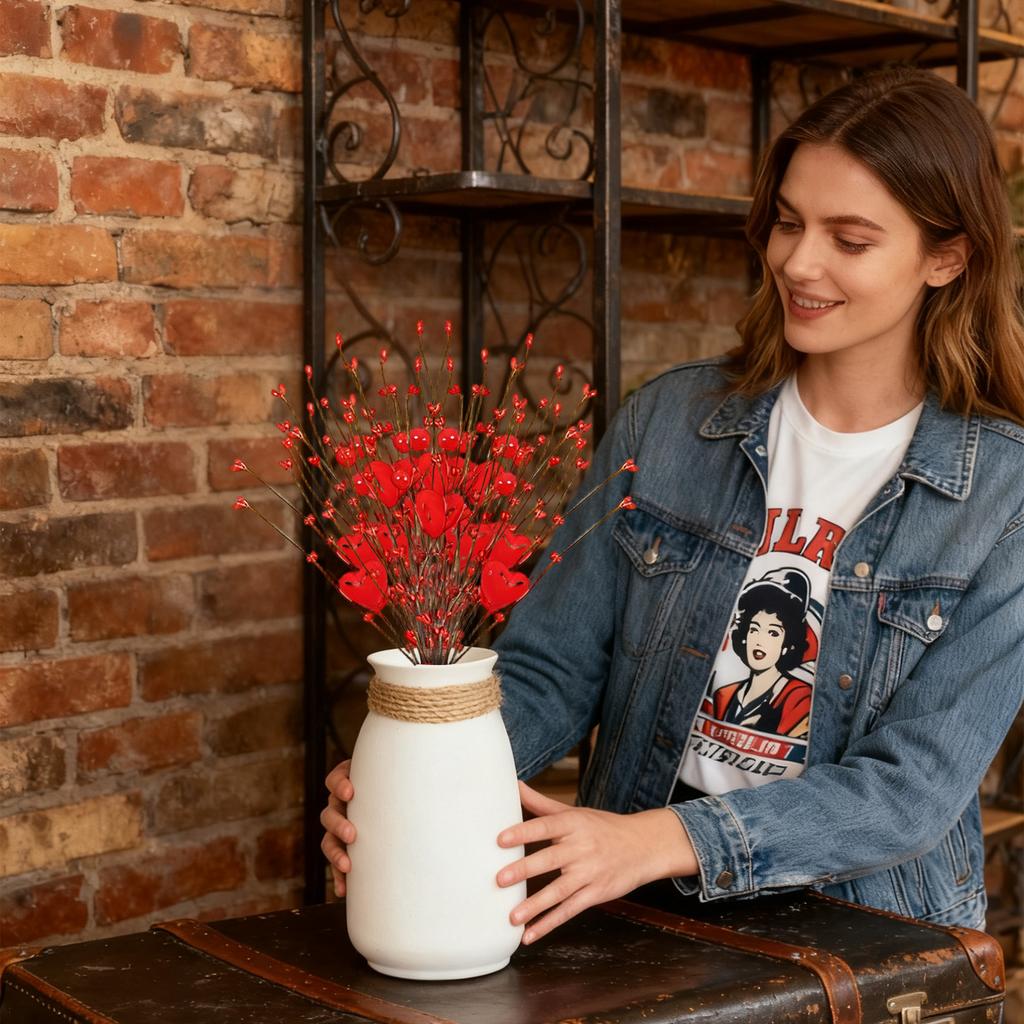 Dekorativer Valentinstagsstrauß mit Beeren, ein Mittelstück für den Esstisch, eine Heimdekoration für die Qixi-Festparty.