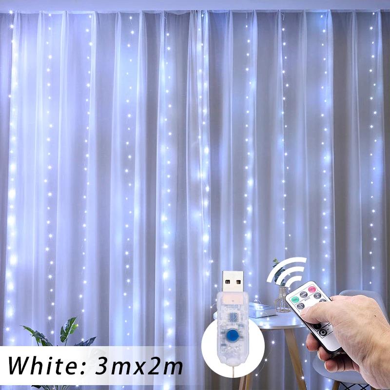Vorhang LED Lichterkette mit 8 Modi Fernbedienung Girlande Lichter für Weihnachten Hochzeit Party Dekorationen Zimmer Fenster Lichter