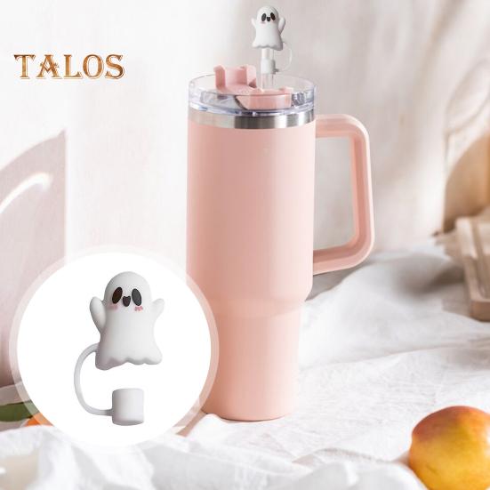 12 ks Halloweenských silikonových ozdob na brčka Opakovaně použitelný kryt na brčko Víčko odolné proti stříkající vodě pro 10mm brčka Ekologické krytky na pití