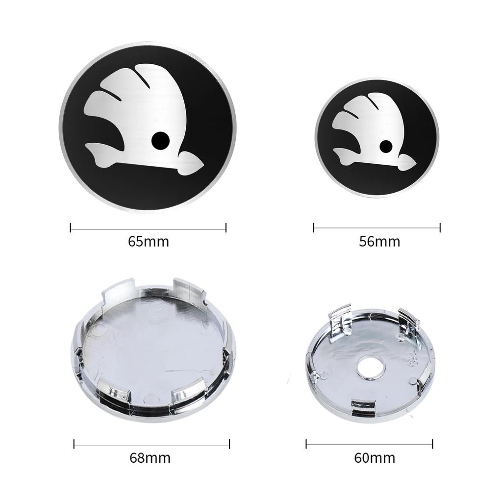 Autoaufkleber 4 Stück 3D 56mm 65mm Autoemblem Radnaben-Mittelkappe Abzeichen Abdeckungen Aufkleber Zubehör Für Skoda Octavia Kodiaq VII Scal