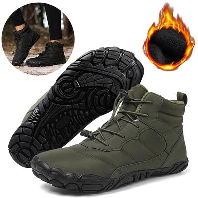 Damen Herren Trekkingschuhe Leichte Barfußschuhe Fellgefütterte Schneestiefel Stoßdämpfung Arbeitsstiefel Winter Warm Laufschuhe