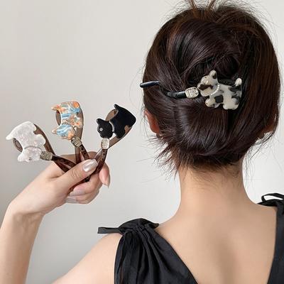 Haarspange Kunstperlen Katze Welpe Form Haarklammer Hinterkopf Haarspange Acryl Haarstyling Werkzeug Haarschmuck