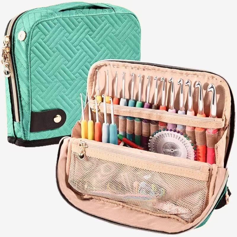 Quilted Crochet Yarn & Tool Storage Handbag DIY Needle Set