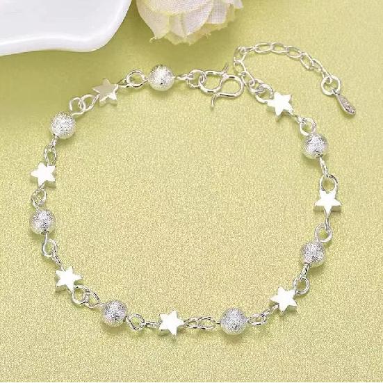 Shiny 925 Sterling Silver Chain Bracelets For Women Luxury Design Double Layered Starry Sky Beads Bracelets Party Charms Jewelry