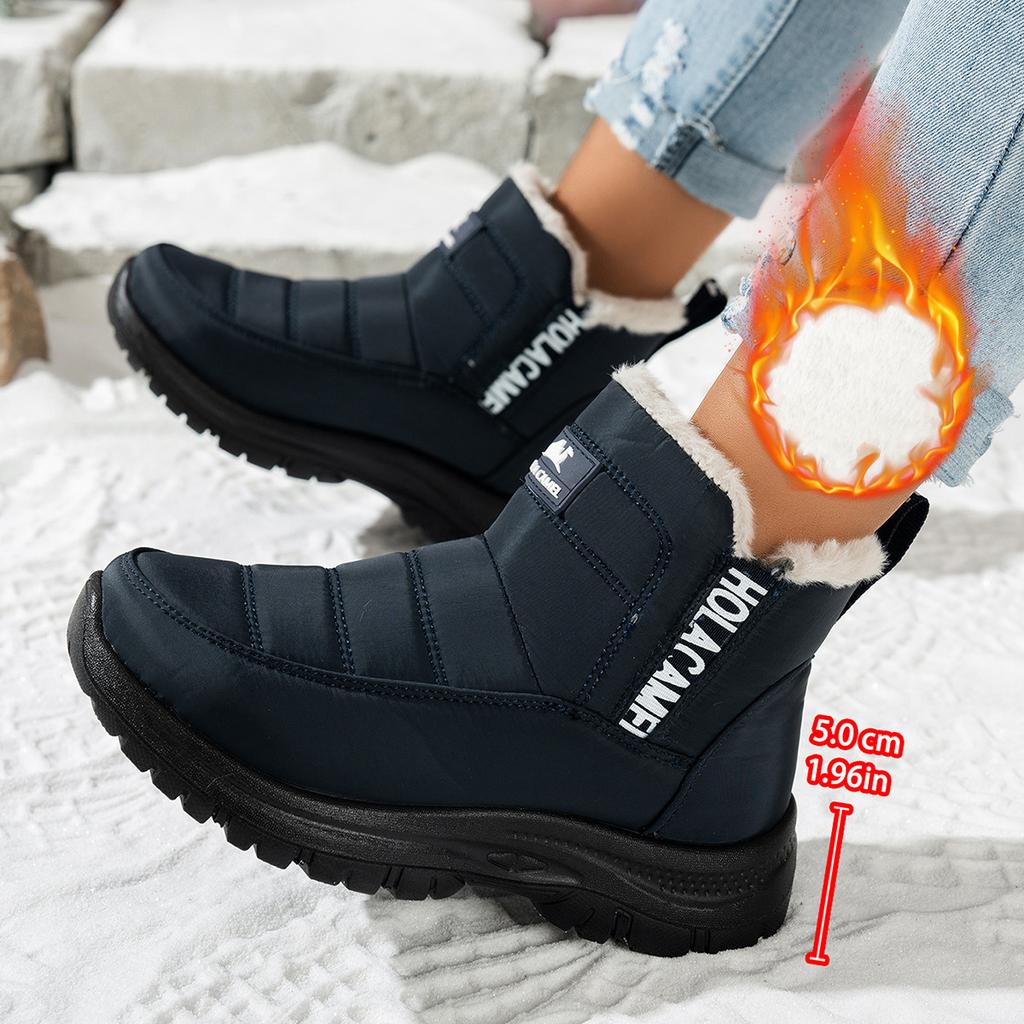 Dámské sněhule fleecové zateplené teplé venkovní nepromokavé dámské boty sněhule elastický lem na nazouvání horolezecké boty