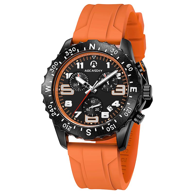 Mens Watches Colorful Sport Watch Luxury Men Quartz Wrist Watches Chronograph Male Clock Chronograph Silicone Watch